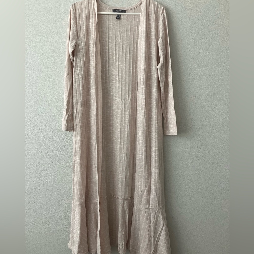 Lisa Rinna Collection Knit Duster with Ruffle Hemline a305061